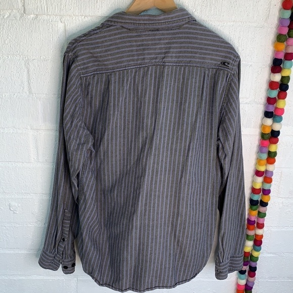 O'Neill Navy Striped Button Down Long Sleeve Shirt sz M - Picture 6 of 6